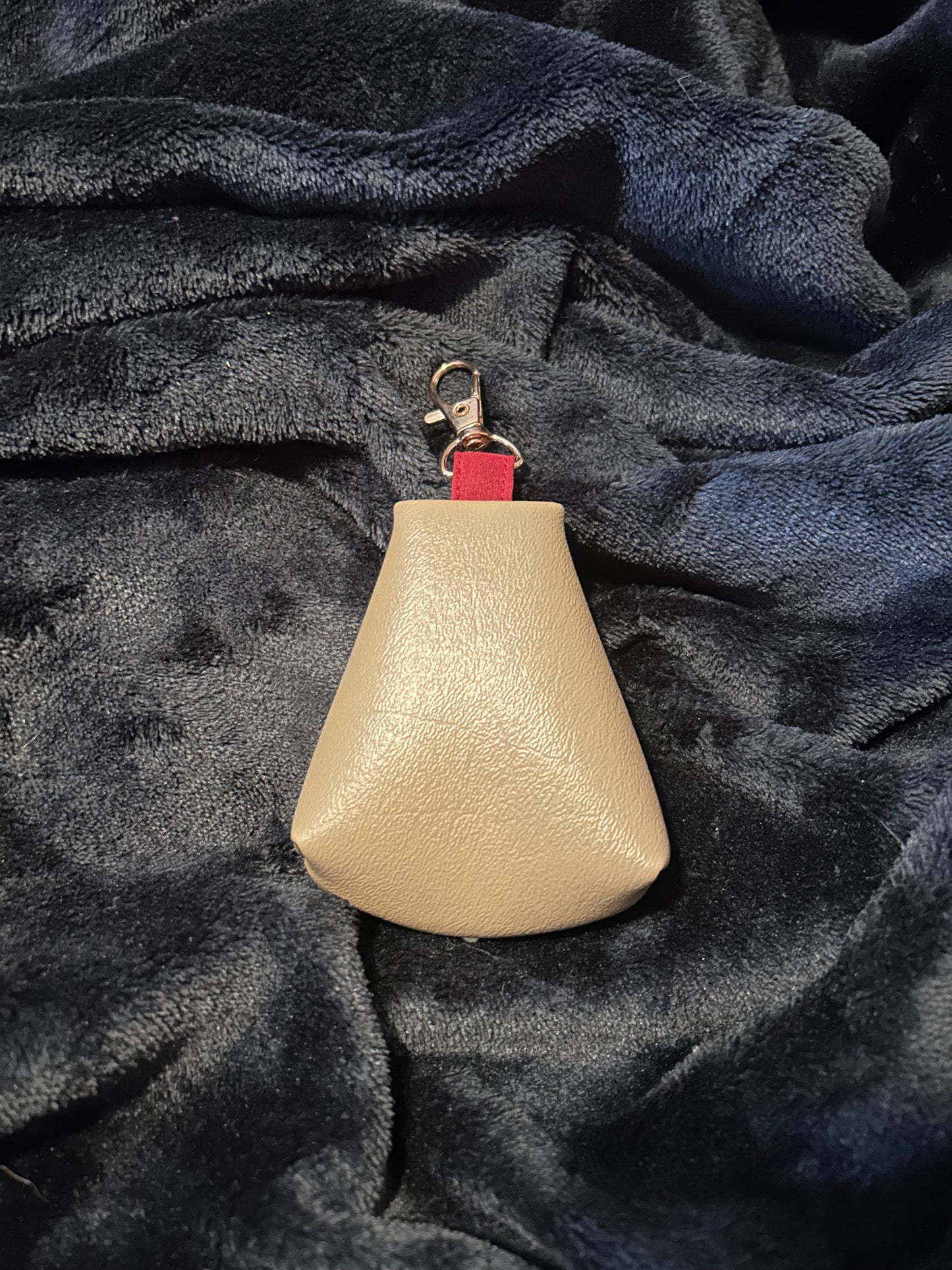 Beige Vinyl Triangle Zipper Pouch