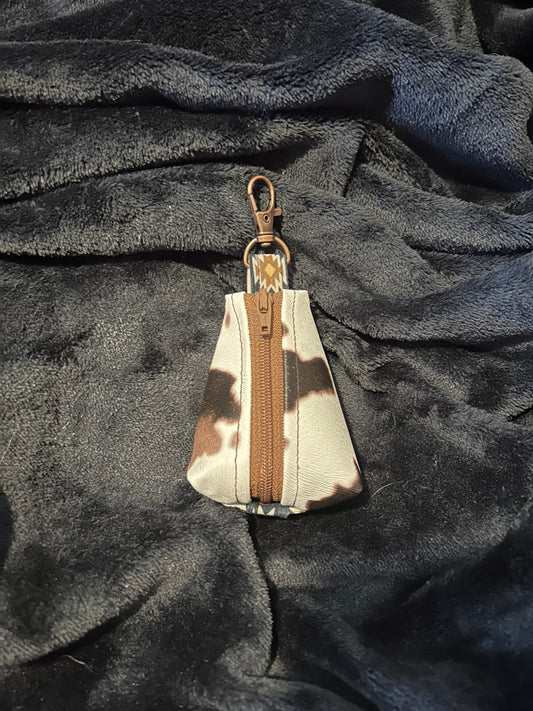 Cow Print Vinyl Triangle Zipper Pouch