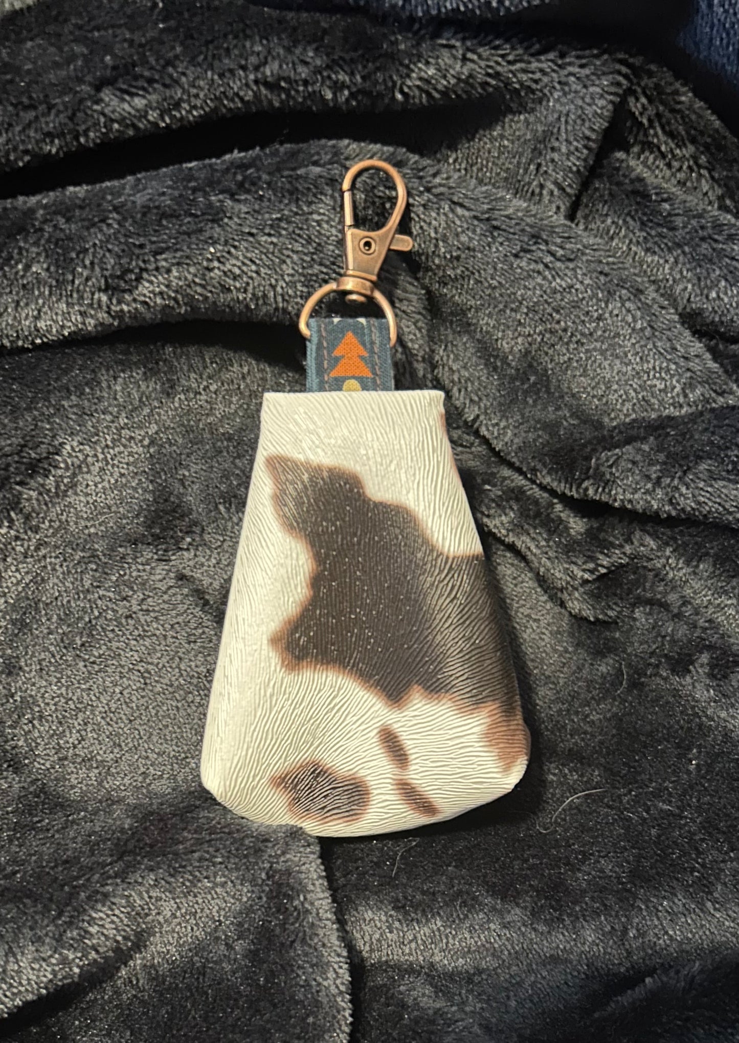 Cow Print Vinyl Triangle Zipper Pouch